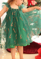 Load image into Gallery viewer, Candy Cane Christmas Little Girls Tulle Dress - Green - Fox Baby &amp; Co
