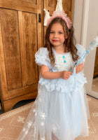 Load image into Gallery viewer, Whimsical Snow Star Princess Birthday Party Dress Costume with cape - Fox Baby &amp; Co
