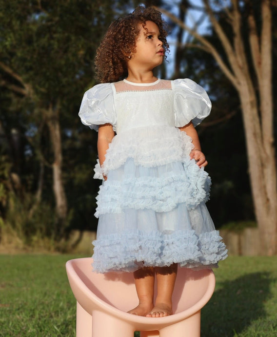 Kid little girl Fairytale Birthday Tulle Dress - Blue - Fox Baby & Co