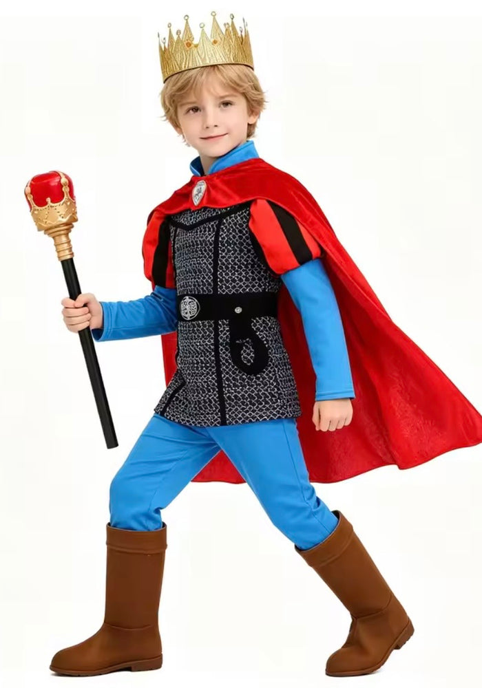 Royal Prince Phillip Boys Costume Set with Cape, Crown & Sceptre