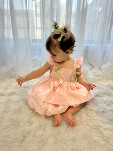 Spring Tulip Puff Frill Dress - Pink