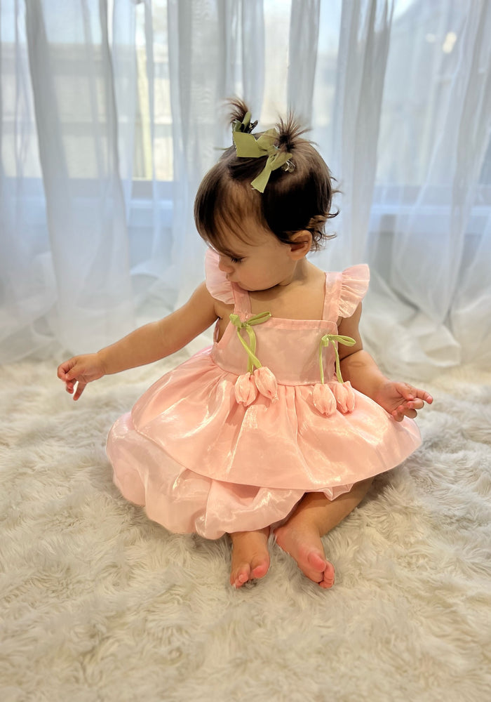 Spring Tulip Puff Frill Dress - Pink - Fox Baby & Co