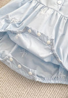 Load image into Gallery viewer, Celine French Tiny Bow Romper - Blue (pre order) - Fox Baby &amp; Co
