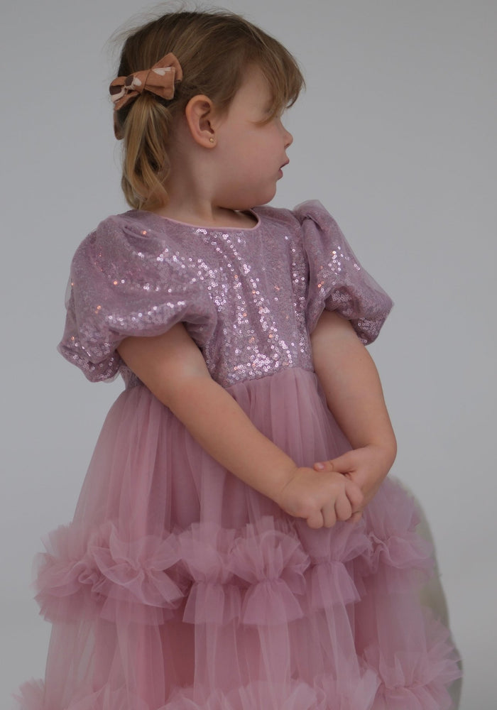 Kid little girl Fairyland Birthday Tulle Dress - Dusty Rose - Fox Baby & Co