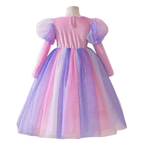 Classic Mermaid Princess Birthday Long Sleeve Party Dress Costume