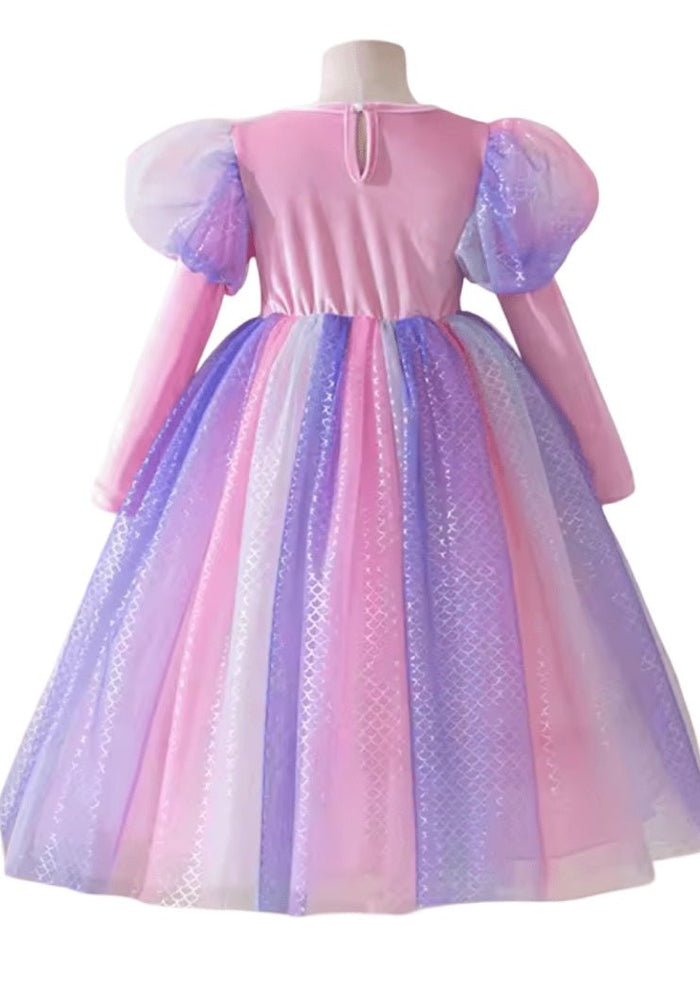 Classic Mermaid Princess Birthday Long Sleeve Party Dress Costume - Fox Baby & Co