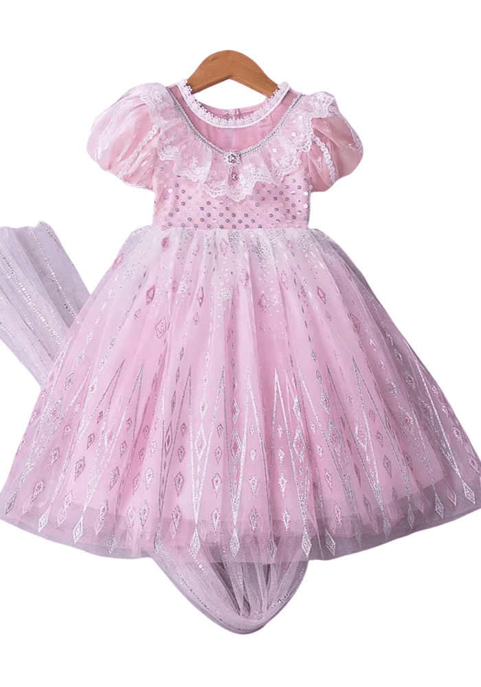 Aurora Lace Pink Princess Party Dress Costume & Cape - Fox Baby & Co