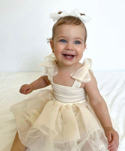 Little girl Mirabelle Tutu Birthday Dress - Ivory - Fox Baby & Co