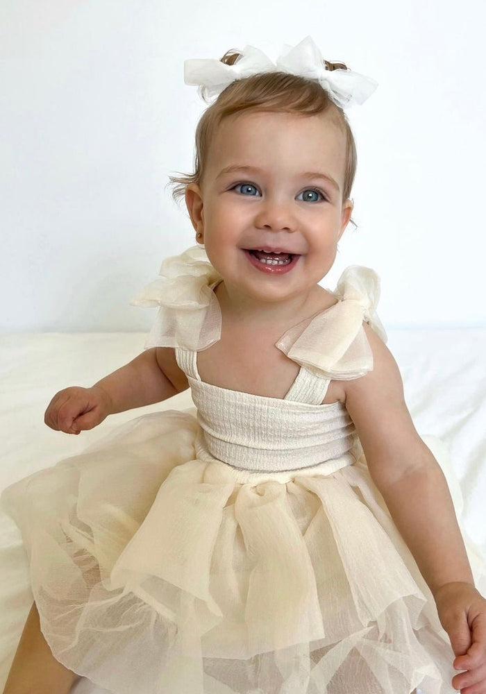 Little girl Mirabelle Tutu Birthday Dress - Ivory - Fox Baby & Co
