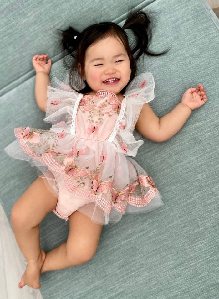 Whimsical Pink Butterfly Romper & Bow Headband - Fox Baby & Co