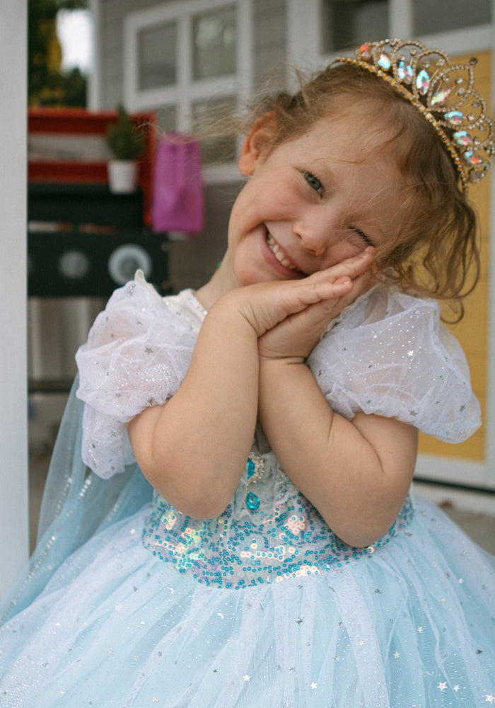 Elsa Lace Princess Party Dress Costume Cosplay & Cape - Blue - Fox Baby & Co