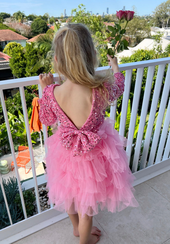 Pink Winter Wonderland Frill Tutu Long Sleeve Dress - Fox Baby & Co