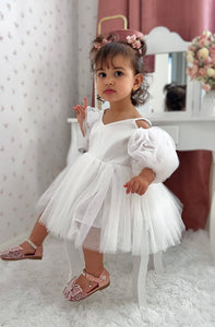 Bella Little Girls Flower Girl Tulle Dress - White (pre order) - Fox Baby & Co