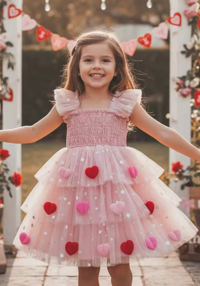 Girl My Valentine Heart Tulle Dress - Pink (pre order) - Fox Baby & Co