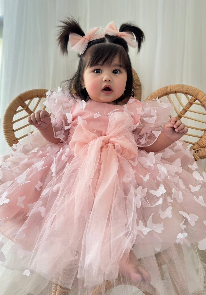 Kids girls Annabella Butterfly Luxe Tulle Dress - Baby Pink - Fox Baby & Co
