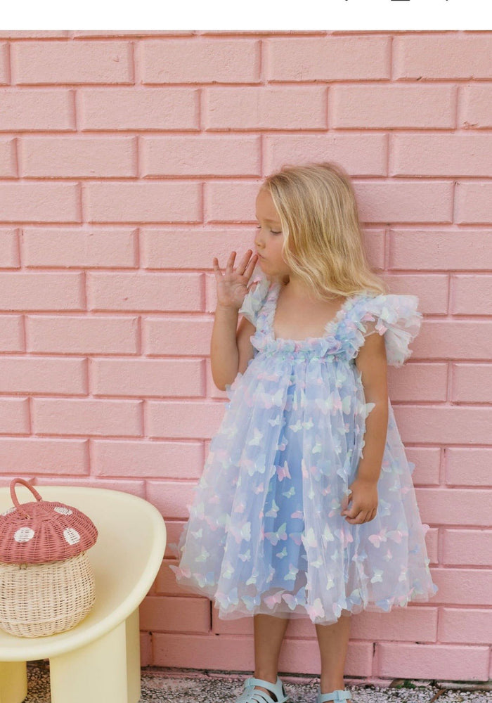 New Arabella Butterfly Luxe Fairy Tulle Birthday Dress - Blue Rainbow - Fox Baby & Co