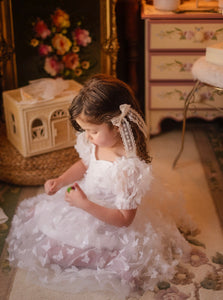 Kids girls Tea Party Butterfly Tulle Dress - White