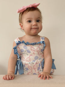 Posy Floral Bow Romper - Blue - Fox Baby & Co
