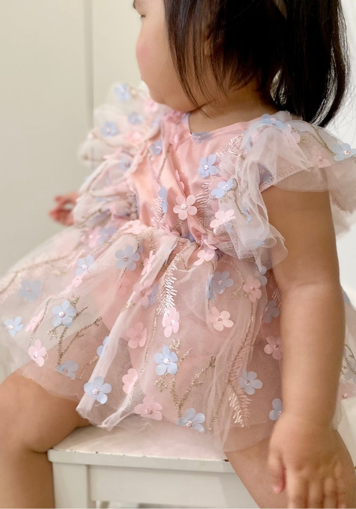 Whimsical Garden Floral Romper & Bow Headband - Blush (pre order) - Fox Baby & Co