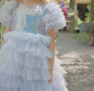 Snow Sparkle Blue Frill Princess Party Dress - Fox Baby & Co