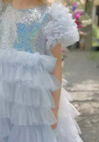 Load image into Gallery viewer, Snow Sparkle Blue Frill Princess Party Dress - Fox Baby &amp; Co
