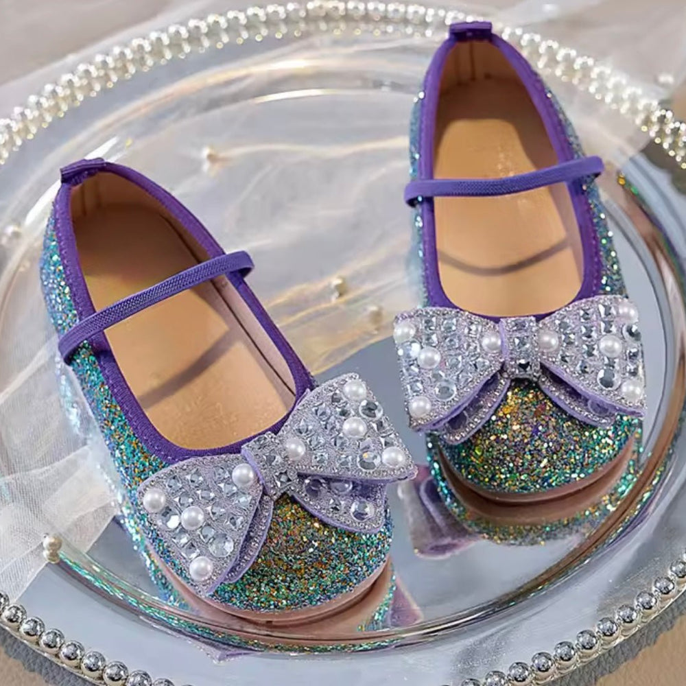 Mermaid Luxe Bow Princess Ballerina Ballet Flat Shoes (pre order) - Purple/ Green - Fox Baby & Co