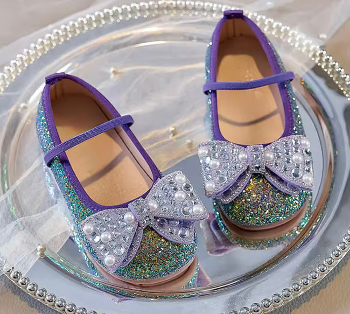 Mermaid Luxe Bow Princess Ballerina Ballet Flat Shoes (pre order) - Purple/ Green