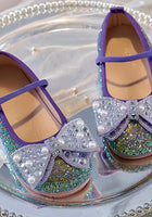 Load image into Gallery viewer, Mermaid Luxe Bow Princess Ballerina Ballet Flat Shoes (pre order) - Purple/ Green
