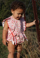 Load image into Gallery viewer, Cherry Floral Frill Bow Romper (pre order) - Fox Baby &amp; Co

