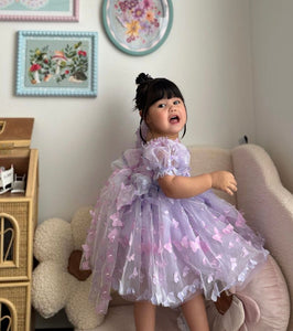 Kids girls Tea Party Butterfly Tulle Dress - Purple - Fox Baby & Co