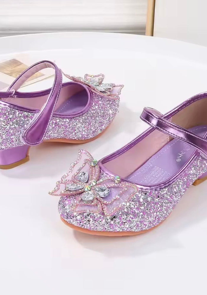 Little Girls My First High Heel Bow Princess Birthday Girl Shoe - Purple