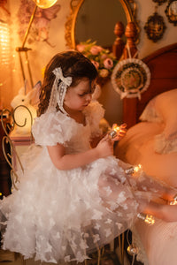 Kids girls Tea Party Butterfly Tulle Dress - White