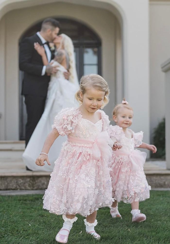 Kids girls Tea Party Sparkle Tulle Dress - Blush Pink - Fox Baby & Co