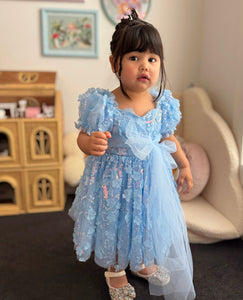 Kids girls Tea Party Sparkle Tulle Dress - Blue - Fox Baby & Co