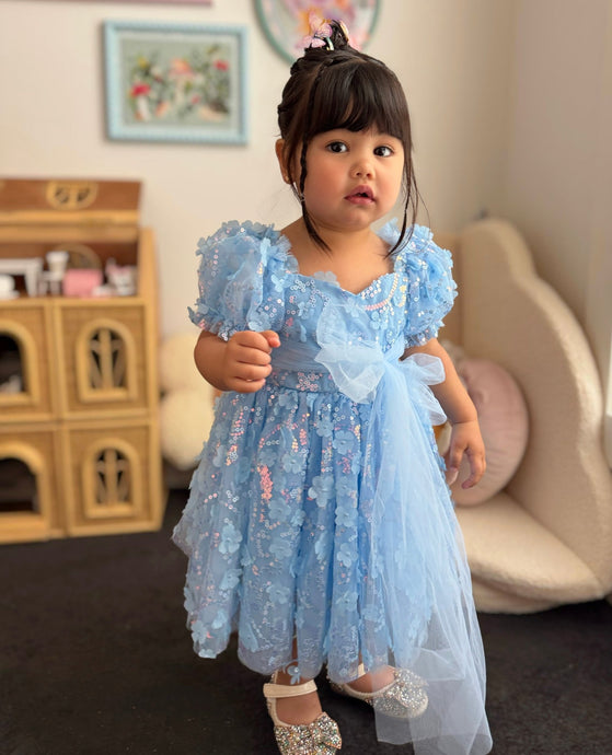 Kids girls Tea Party Sparkle Tulle Dress - Blue - Fox Baby & Co