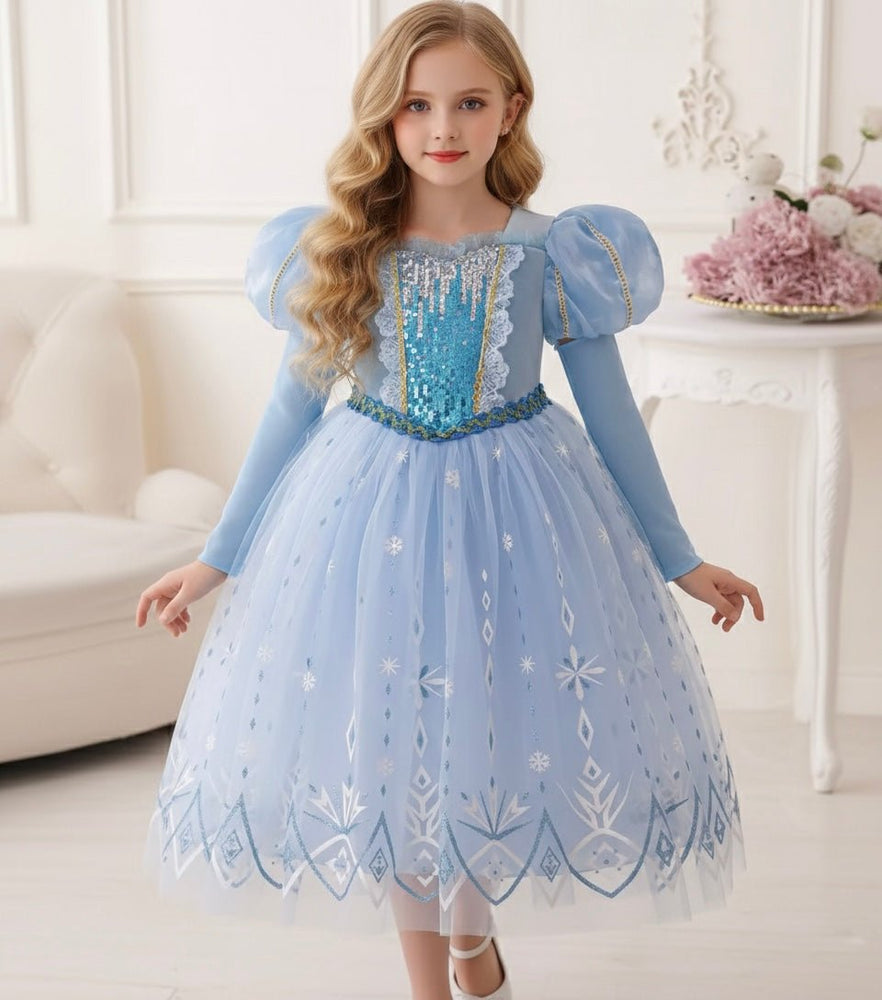 Snow Sparkle Princess Birthday Party Dress Costume with gloves - Fox Baby & Co