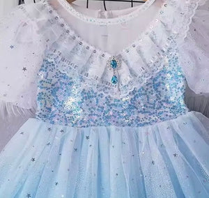 Elsa Lace Princess Party Dress Costume & Cape - Blue - Fox Baby & Co