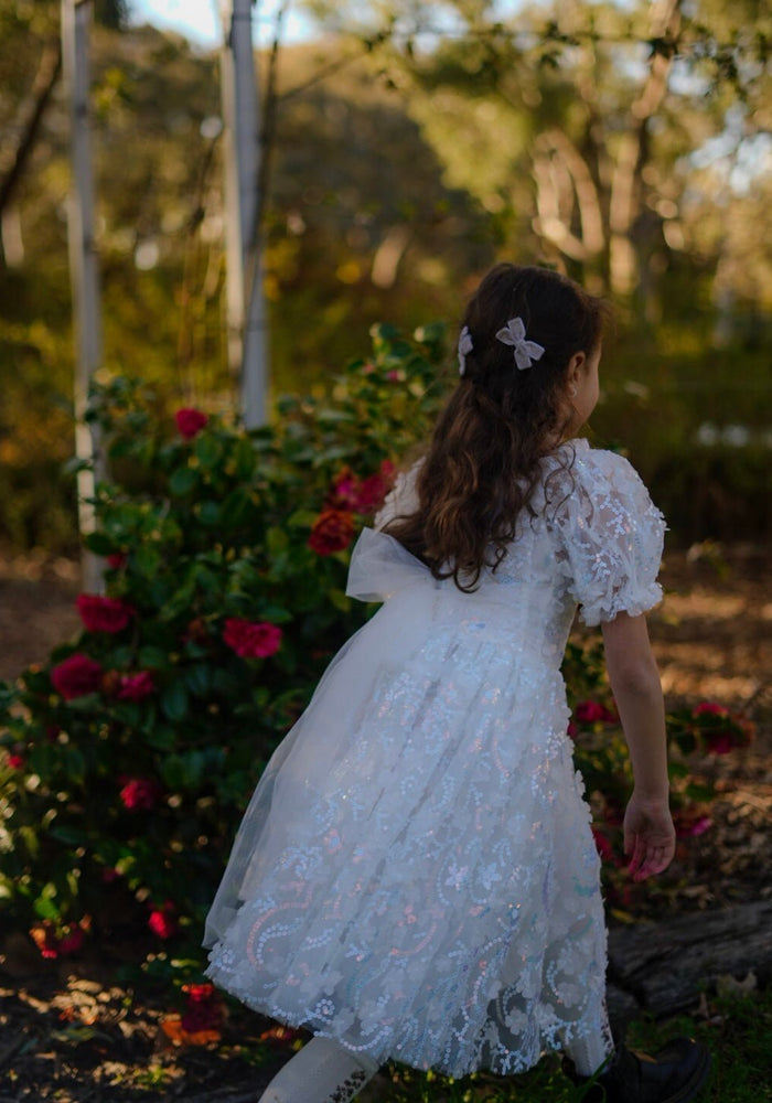 Kids girls Tea Party Sparkle Tulle Dress - White - Fox Baby & Co