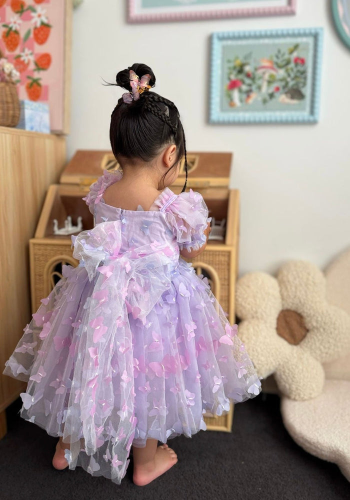 Kids girls Tea Party Butterfly Tulle Dress - Purple - Fox Baby & Co