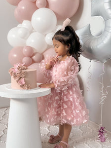 Madelyn Butterfly Luxe Little Girls Tulle Dress - Dusty Rose - Fox Baby & Co