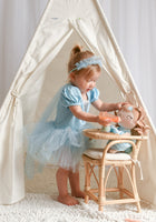Load image into Gallery viewer, Blue Princess Star Shimmer Birthday Tutu with cape (pre order)
