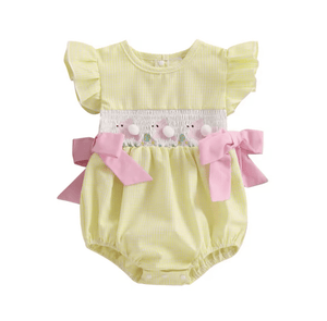Easter Gingham Bow Romper (pre order) - Fox Baby & Co