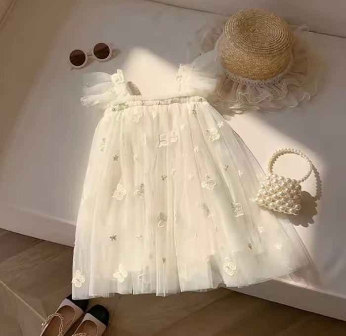 Whimsical Butterfly Fairy Tulle Birthday Dress - Ivory - Fox Baby & Co