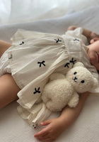 Load image into Gallery viewer, Baby Girls French Luxe Bow Puff Frill Romper - Black/Ivory
