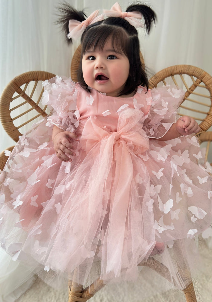Kids girls Annabella Butterfly Luxe Tulle Dress - Baby Pink - Fox Baby & Co
