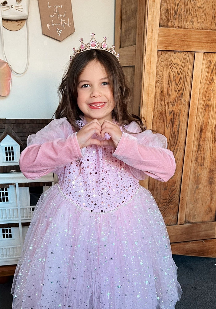 Aurora luxe Sparkle Princess Long Sleeve Party Dress - Pink - Fox Baby & Co