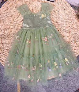 Kid little girl Flora Bloom Luxe Tulle Dress - Green - Fox Baby & Co