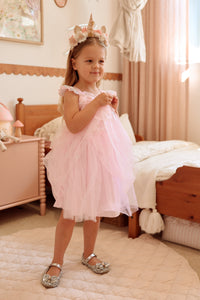 Shimmer Aurora Pink Princess Party Dress