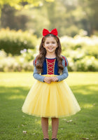 Load image into Gallery viewer, Enchanted Snow White Princess long Sleeve Dress Costume &amp; Headband - Fox Baby &amp; Co
