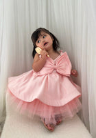 Load image into Gallery viewer, Acacia Oversized Bow Luxe Little Girls Party Dress - Pink (pre order) - Fox Baby &amp; Co
